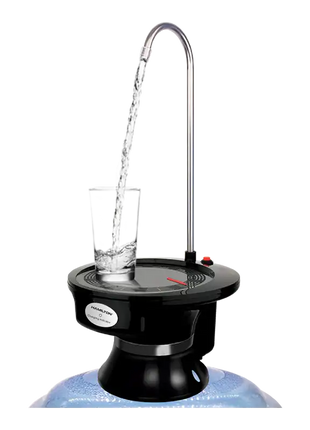 water dispenser fountain with a glass being filled on a white background