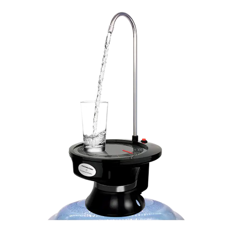 water dispenser fountain with a glass being filled on a white background