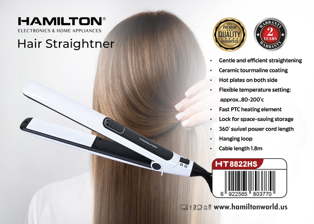 Hamilton Hair Straightener HT8822HS | Al Shabib Qatar - Hamilton Qatar | Al Shabib