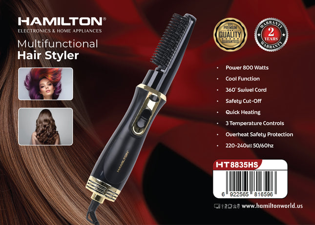 Hamilton Multifunctional Hair Styler 800W 3-Temp 360° Swivel Cord HT8835HS | Al Shabib Qatar