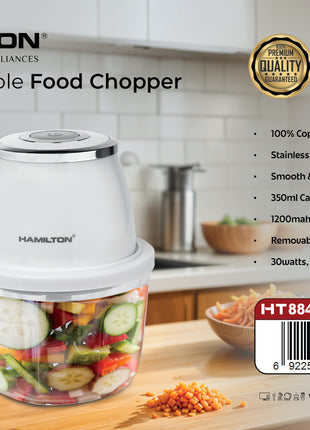 Hamilton Rechargeable Food Chopper 30W 350ml HT8845 | Al Shabib Qatar