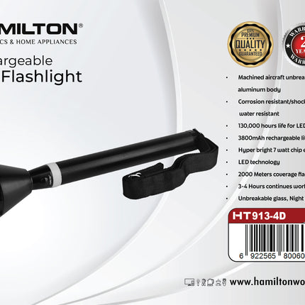 Hamilton Rechargeable LED Flashlight HT913-4D | Al Shabib Qatar - Hamilton Qatar | Al Shabib