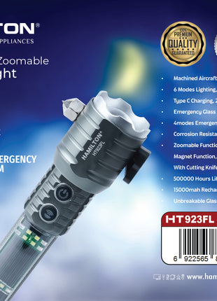 Hamilton Rechargeable Zoomable LED Flashlight HT923FL | Al Shabib Qatar - Hamilton Qatar | Al Shabib