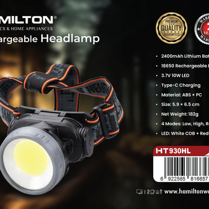 Hamilton Rechargeable LED Head Lamp HT930HL | Al Shabib Qatar - Hamilton Qatar | Al Shabib
