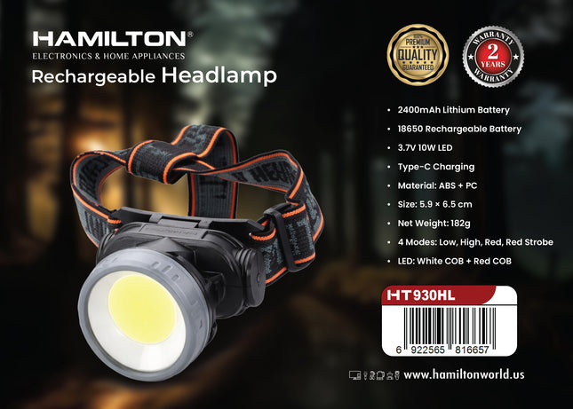 Hamilton Rechargeable LED Head Lamp HT930HL | Al Shabib Qatar - Hamilton Qatar | Al Shabib