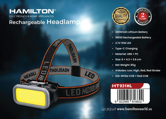 Hamilton Rechargeable LED Head Lamp HT931HL | Al Shabib Qatar - Hamilton Qatar | Al Shabib