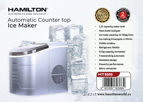 Hamilton Automatic Ice Maker 12-15kg/24hr HT8899 | Al Shabib Qatar