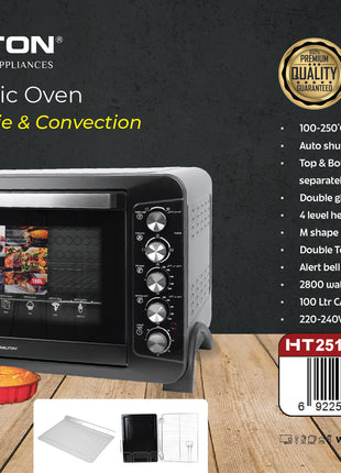 Hamilton Electric Oven 3 in 1 2800W 100L M-Shape SS Element Double Glass HT25100EO | Al Shabib Qatar