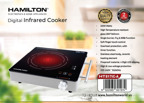 Hamilton Digital Infrared Cooker 2200W Single Burner HT817
