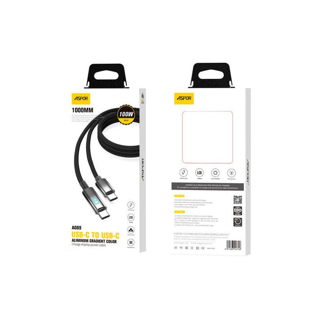 Al Shabib ASPOR A089 USB - C TO USB - C 100W CABLE WITH DISPLAY Qatar