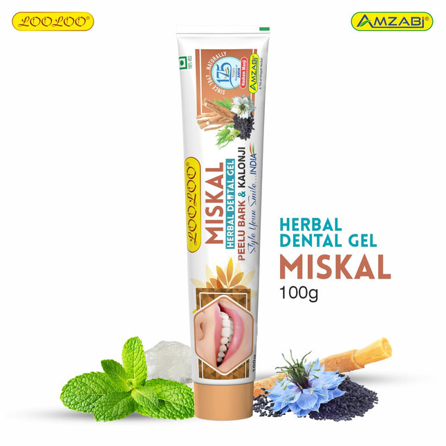 LooLoo Herbal Dental Gel Miskal Toothpaste 100GM (Model PASTE100GM)