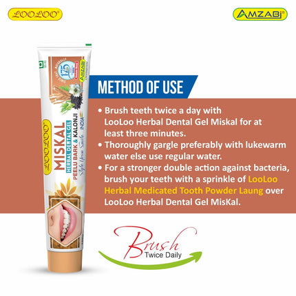 LooLoo Herbal Dental Gel Miskal Toothpaste 100GM (Model PASTE100GM)